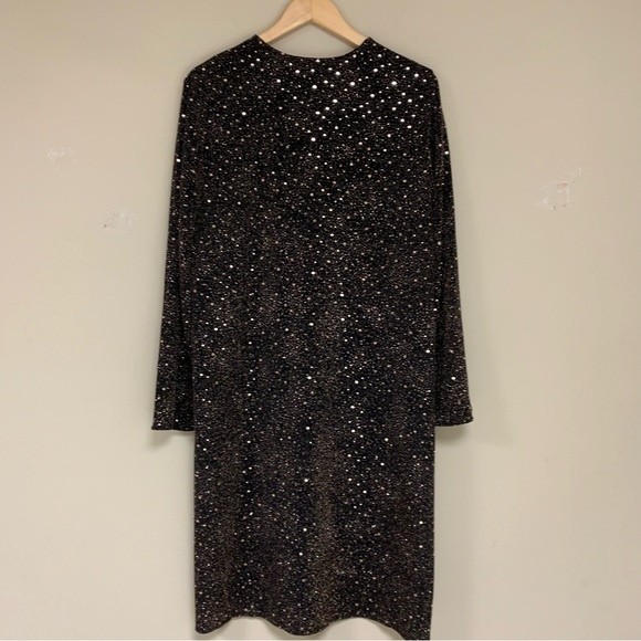 Ann Klein Black Sequin Formal Evening Jacket Cardigan Women Large Oversized Long - Picture 4 of 8